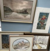 G Vennall A lake Scene Watercolour Signed Together with three others by the same hand and a limited