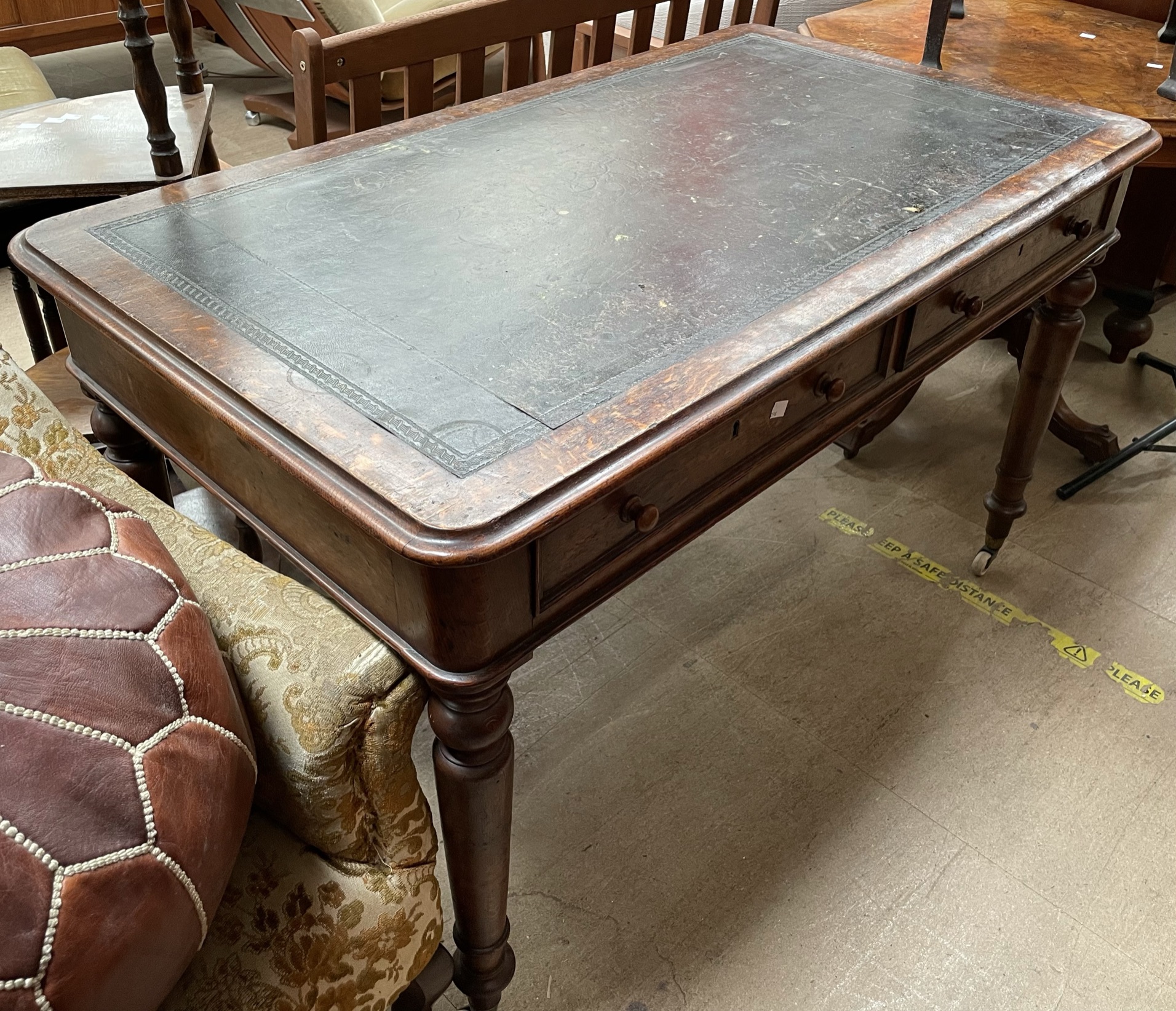 A Victorian oak desk,