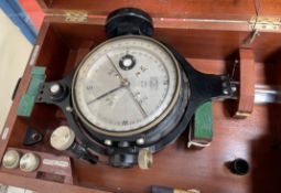 A Hall Bros surveyors compass, in brass with black lacquered finish,