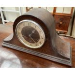 An oak cased 20th century Napoleon hat mantle clock