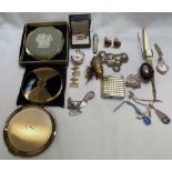 A Lady's 9ct yellow gold Leda wristwatch together with Stratton compacts, cufflinks,