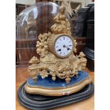 A gilt spelter mantle clock,