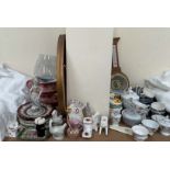 Nao figures together with a part tea set, blue and white part dinner set, plates, glasswares,