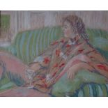 Deenagh Miller Portrait of a lady reclining Pastels Signed 49.5 x 61.