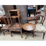 A French oak dining chair together with a 19th century oak tripod table,