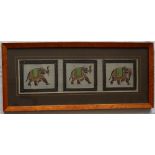 Indian School Three Elephants Watercolour on linen 14 x 50cm