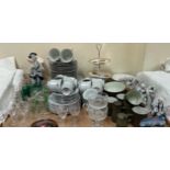 A Poole pottery part coffee set together with a Crown Ming part tea and dinner set,