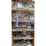 A large collection of Marvel comics, including X-Force, X Factor, Thunderbolts, Terminator, Thanos,