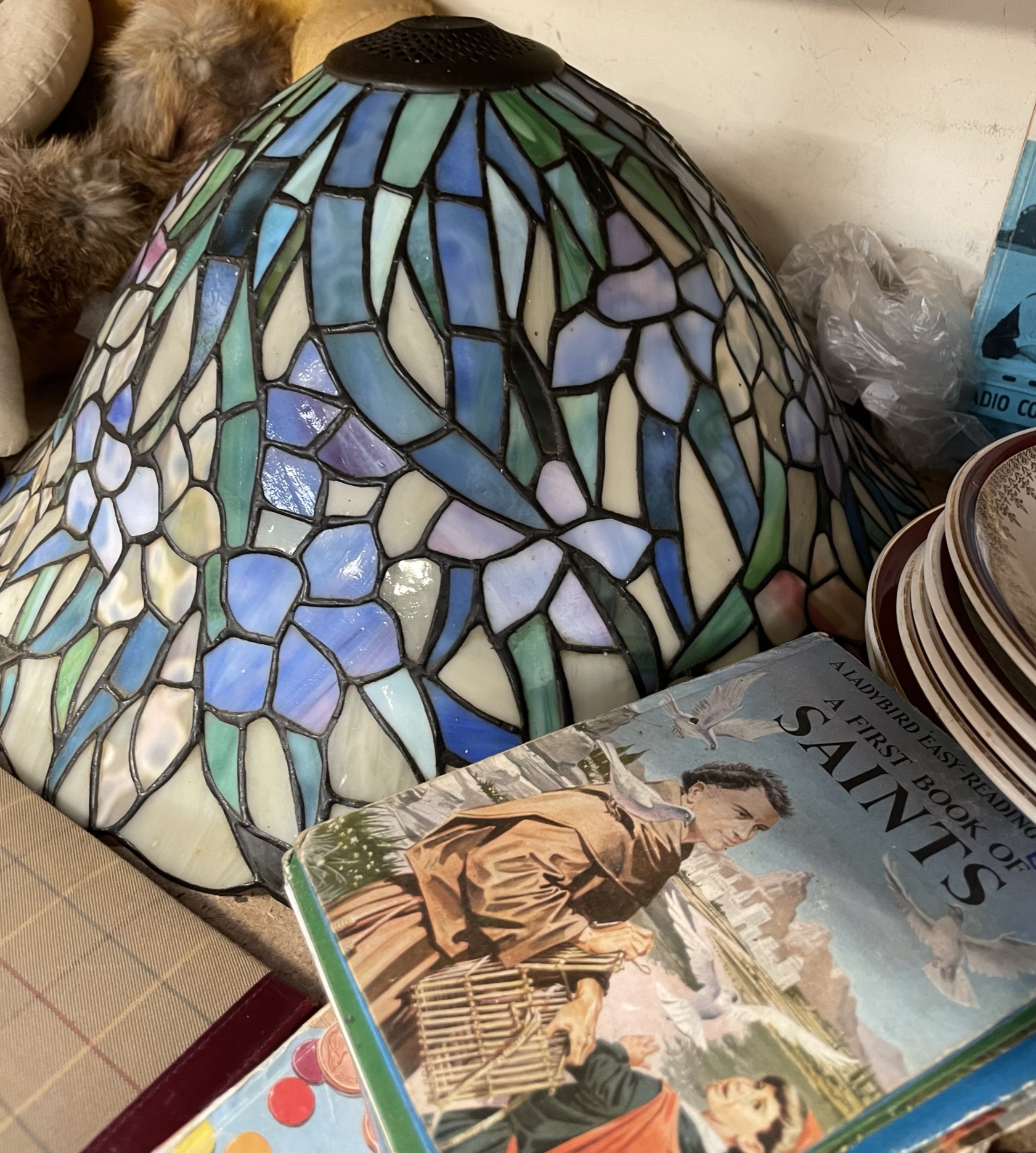 A stamp album, together with Ladybird books, a Tiffany style ceiling lamp shade, - Image 6 of 9