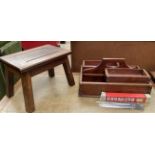 A cutlery tray with removable trays together with a stool,