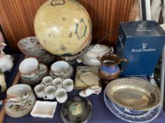 A Japanese part tea set together with a globe etc