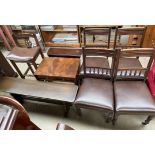 A set of four Edwardian dining chairs together with an oak bench,