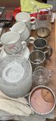 Crystal glass bowls, together with mugs,