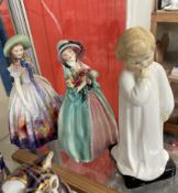 A Royal Doulton figure June HN1690 together with Easter Day HN2039 and Darling HN1319