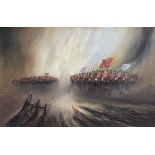 John Bampfield Cavalry at full charge Oil on canvas Signed 50 x 75cm