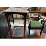 A 19th century mahogany Childs elbow chair together with an occasional table and a Victorian walnut