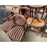 A set of four Victorian balloon back dining chairs together with a continental gilt metal mounted