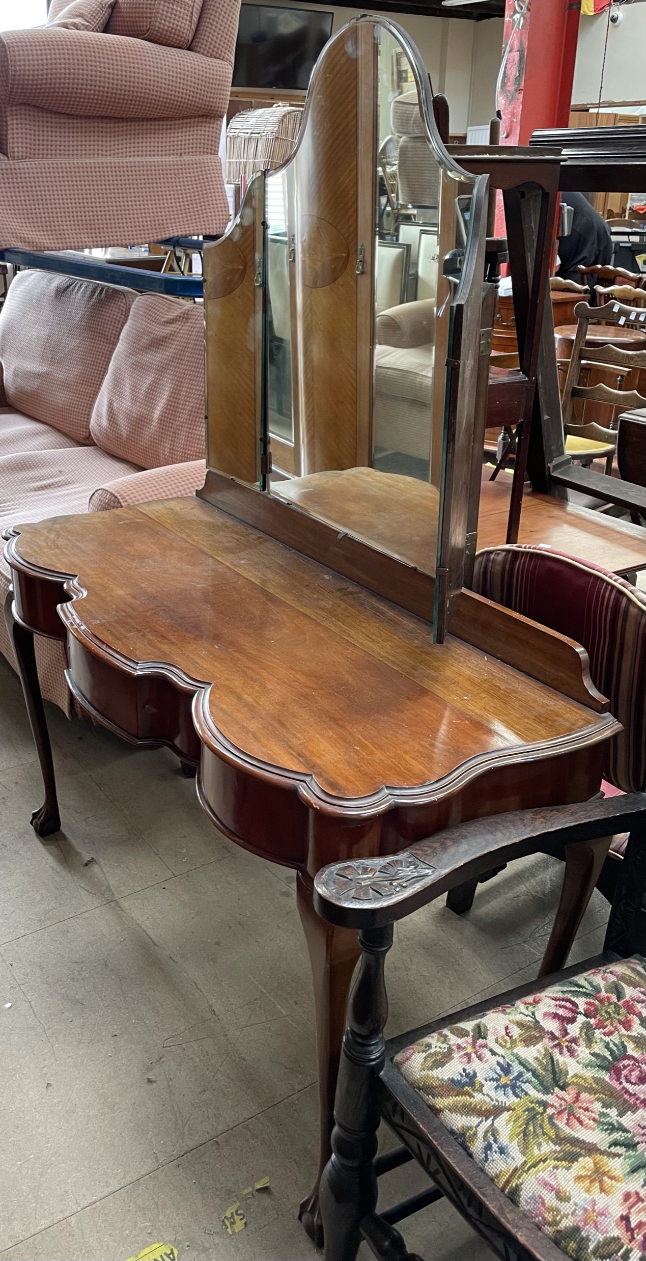 A Victorian mahogany triple wardrobe, with a moulded cornice above three doors on a plinth, - Image 2 of 2