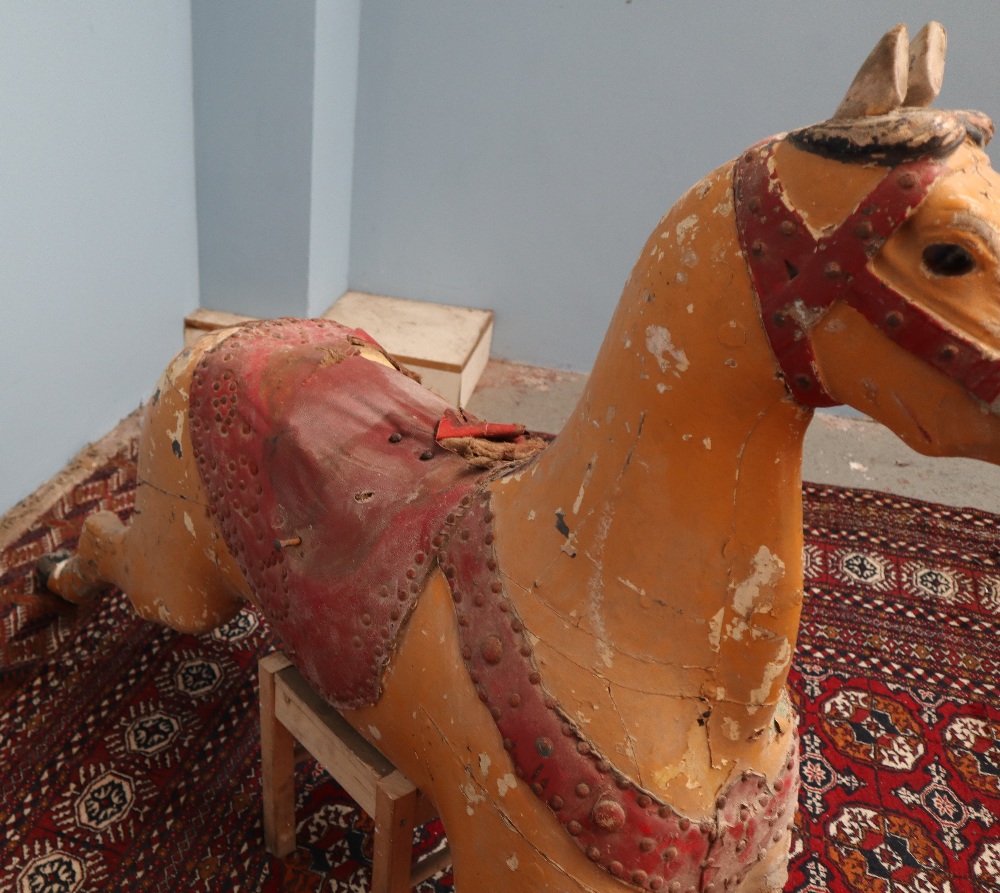 Two Victorian carousel horses, one restored, the other in original condition, - Image 4 of 8