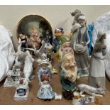 Lladro figures, together with Nao figures, dogs of foo, fairings,
