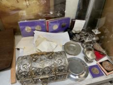 Assorted medallions, coins, coin sets,