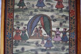 Indian School Figures in a carriage with armed attendants Watercolour on linen 85.5 x 33.