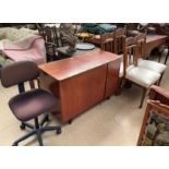 A set of four Edwardian salon chairs together with an office chair and a sideboard