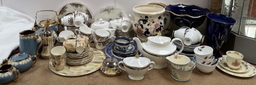 A Masons Mandalay pattern jardiniere, together with A Windsor china part tea set,