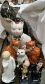 A Studio Six model of a cat designed by Seneshall, together with a pair of Babbacombe pottery cats,