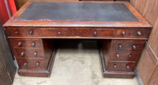 A Victorian mahogany pedestal desk,