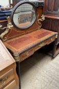 A French side table, with a raised back and candle holders,