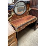 A French side table, with a raised back and candle holders,