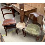 A metamorphic library chair together with a back stool and a Victorian mahogany nursing chair