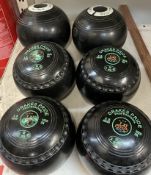 A collection of lawn bowls balls,