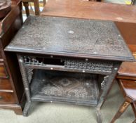 A carved Anglo Indian table of rectangular form,