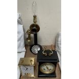 A stick telephone, converted to a table lamp,