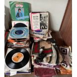 A collection of 45 records, including The Ramblers, Commodores, Leo Sayer, Sandie Shaw, Blondie etc,