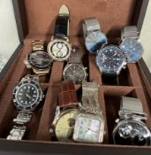 A collection of Gentleman's wristwatches including Eon 1962, Aviator, Christian Lars, Gamages,