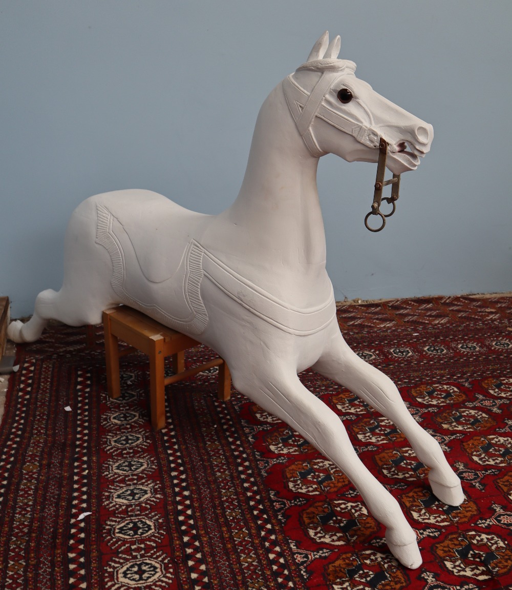 Two Victorian carousel horses, one restored, the other in original condition, - Image 2 of 8