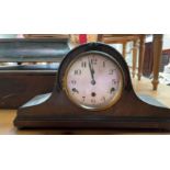 An oak cased Napoleon hat mantle clock,