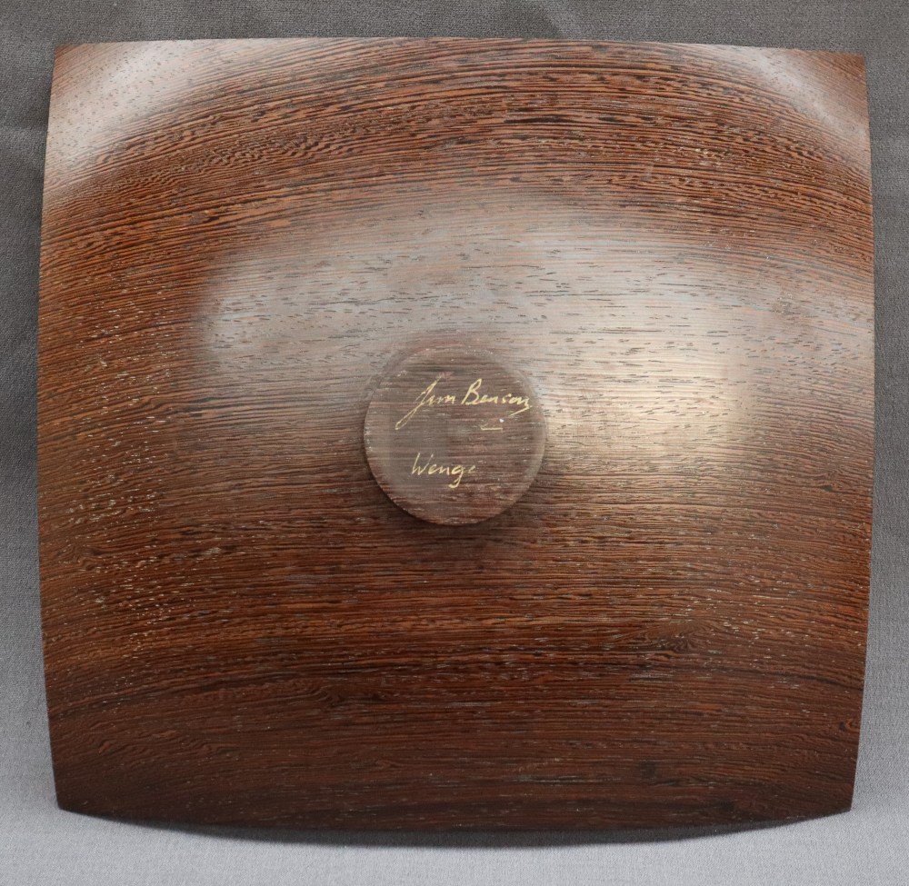 James F Benson - A Wenge bowl of dished square form, on a circular foot, - Image 3 of 7