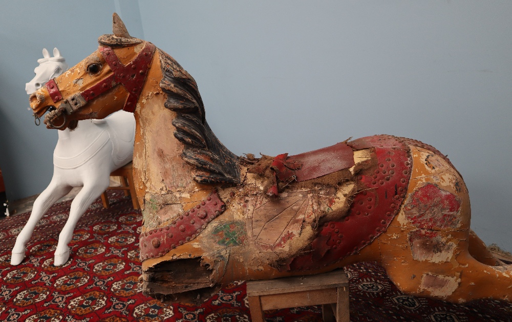 Two Victorian carousel horses, one restored, the other in original condition, - Image 5 of 8