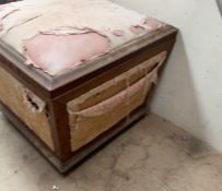 A 19th century mahogany upholstered box stool