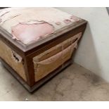 A 19th century mahogany upholstered box stool