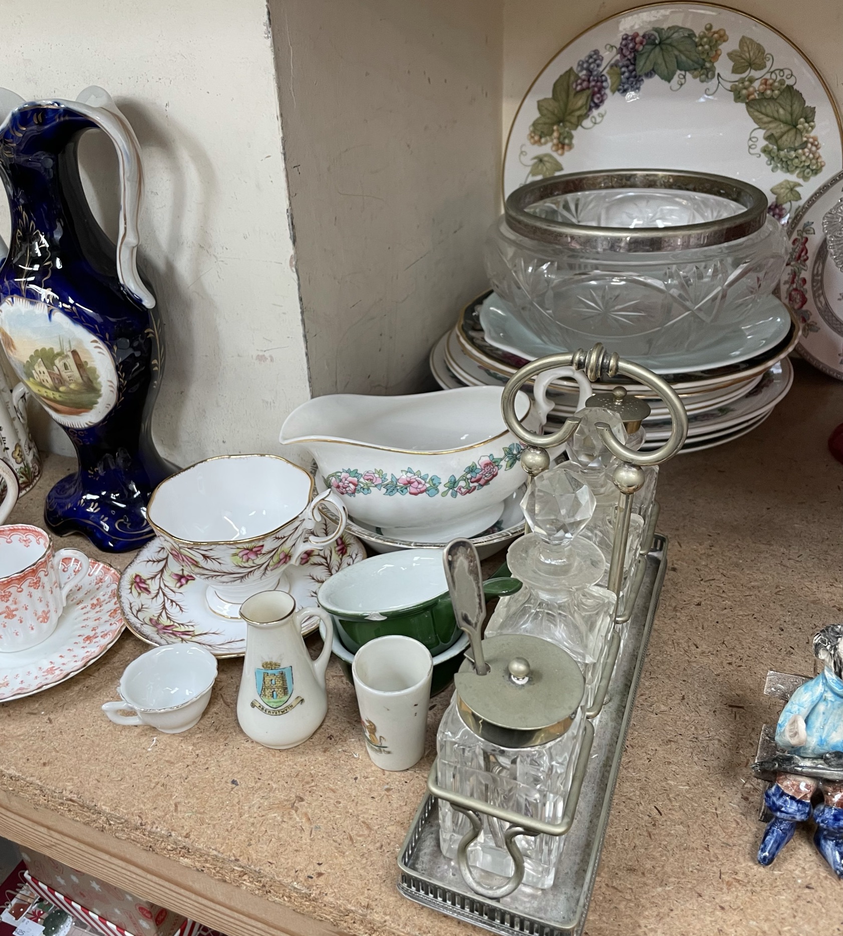 A silver topped and glass ships decanter together with other decanters, drinking glasses, - Image 4 of 5