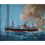 Leslie Carr (1891-1969) A cruise liner at sea Oil on canvas (unframed) Signed 60- x 72.