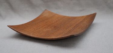 James F Benson - A Wenge bowl of dished square form, on a circular foot,