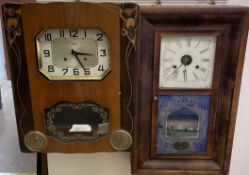 An American walnut wall clock,