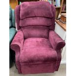A red upholstered Timotion electric chair, (Sold as seen,