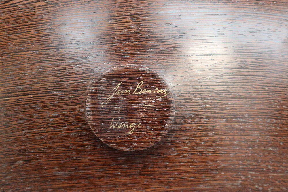 James F Benson - A Wenge bowl of dished square form, on a circular foot, - Image 6 of 7